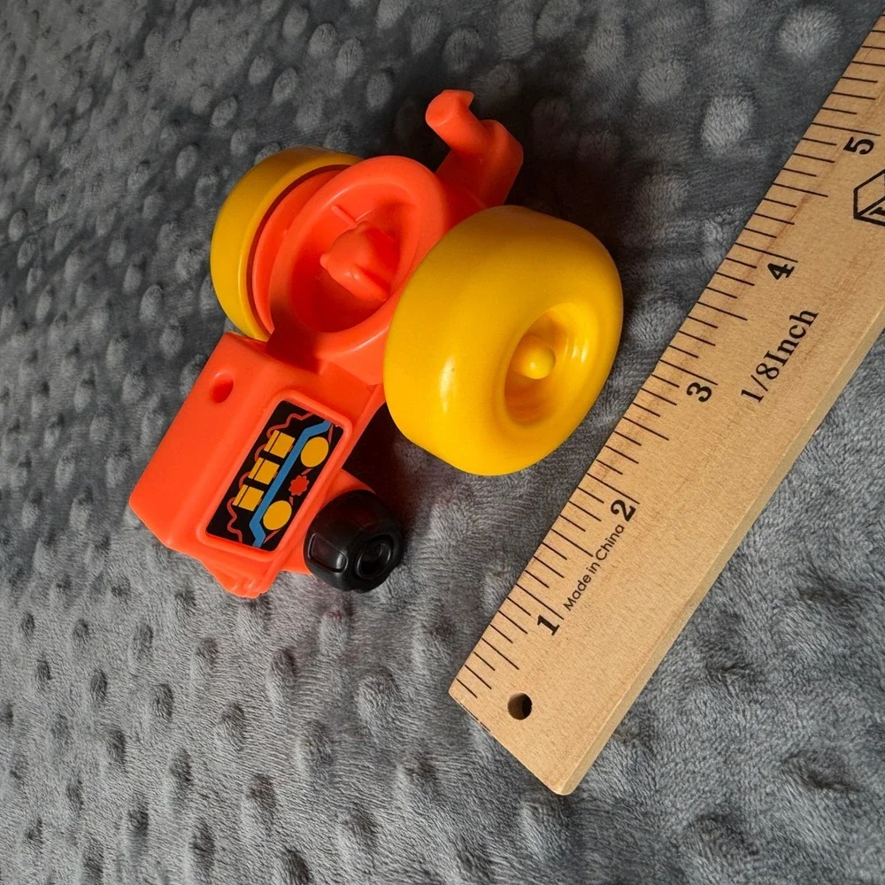 Vintage Orange Plastic Toy Tractor with Yellow Wheels and Rear Hitch Replacement